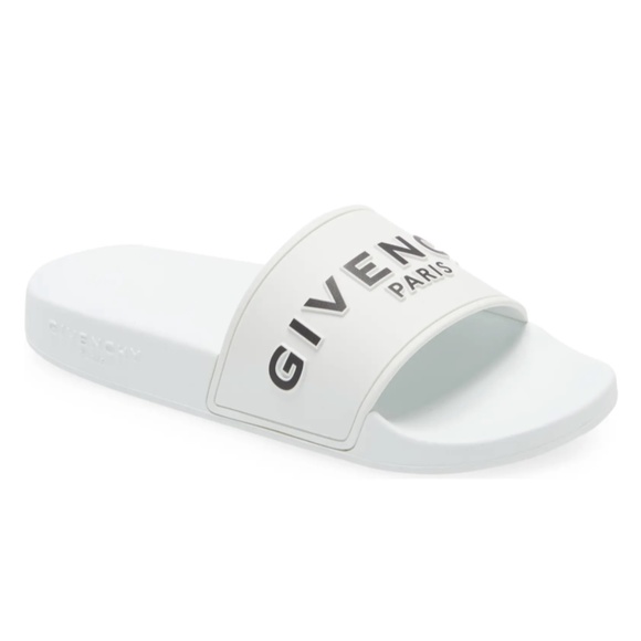 NIB $295 Givenchy Logo Slide Sandal in 7US / 37EU WHITE!